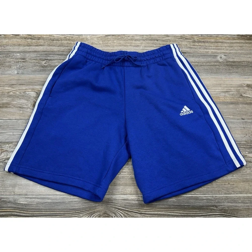 NWT Adidas Sweat Shorts Men L Blue Drawstring Elastic Waist Athletic Athleisure